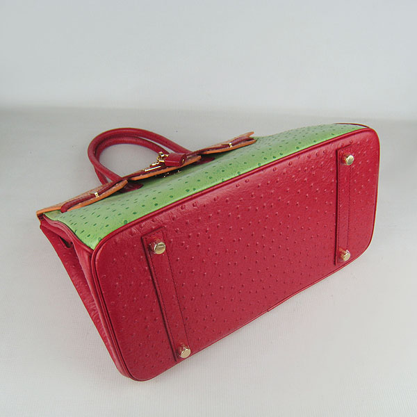 High Quality Fake Hermes Birkin 35CM Ostrich Veins Handbag Red/Orange/Green 6089